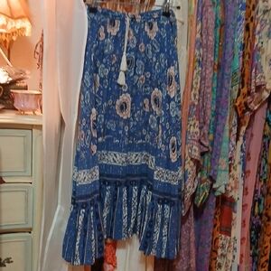 Spell  Blue Bohemian Skirt